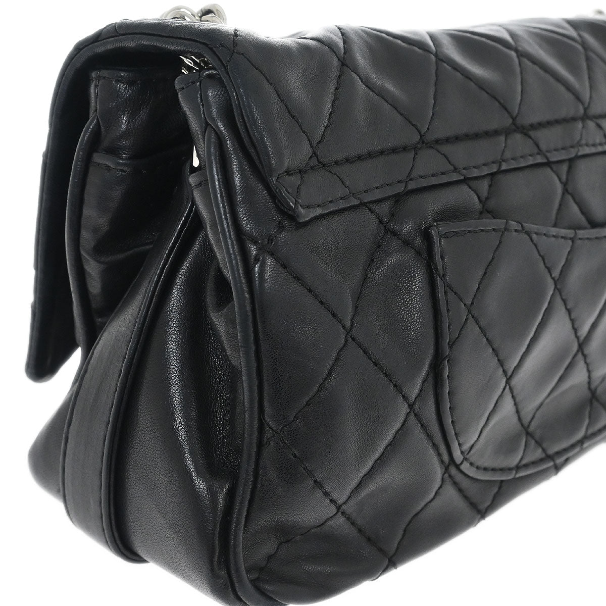 Chanel 2006-2008 Black Lambskin Icons Secret Label Flap Bag Shoulder Bag