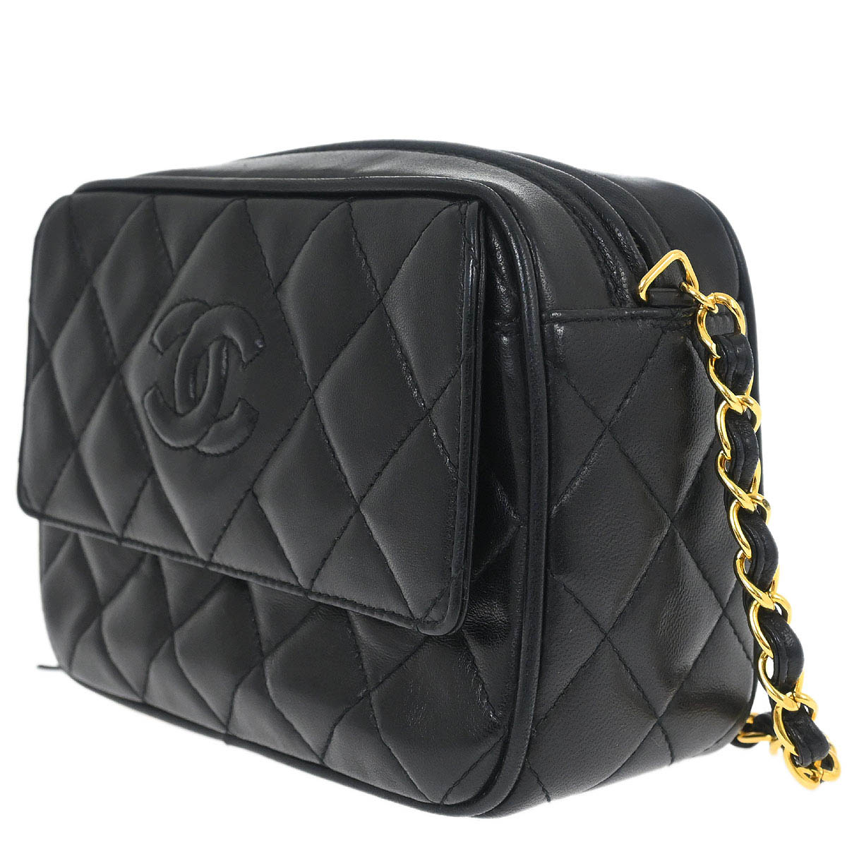 Chanel 1994-1996 Black Lambskin Camera Bag Mini