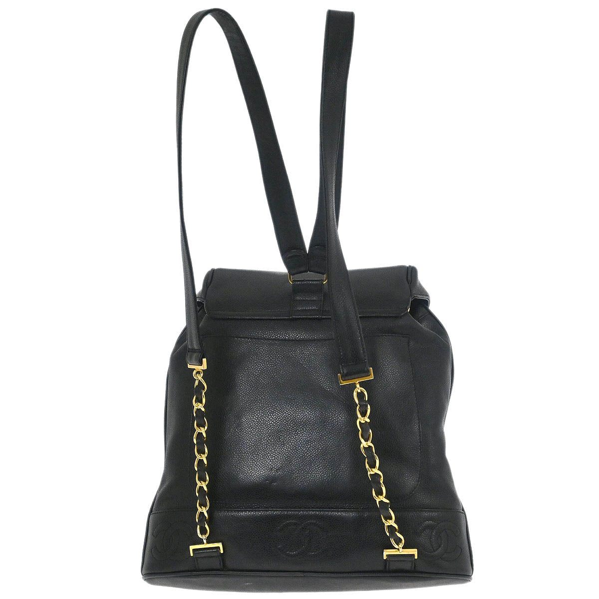 Chanel 1994-1996 Black Caviar Skin Triple CC Backpack