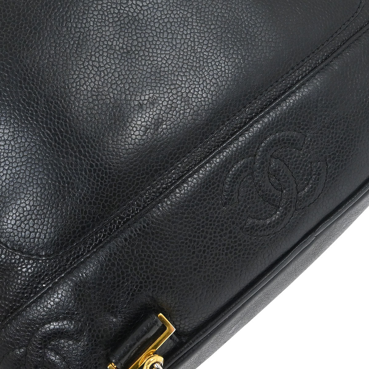 Chanel 1994-1996 Black Caviar Skin Triple CC Backpack