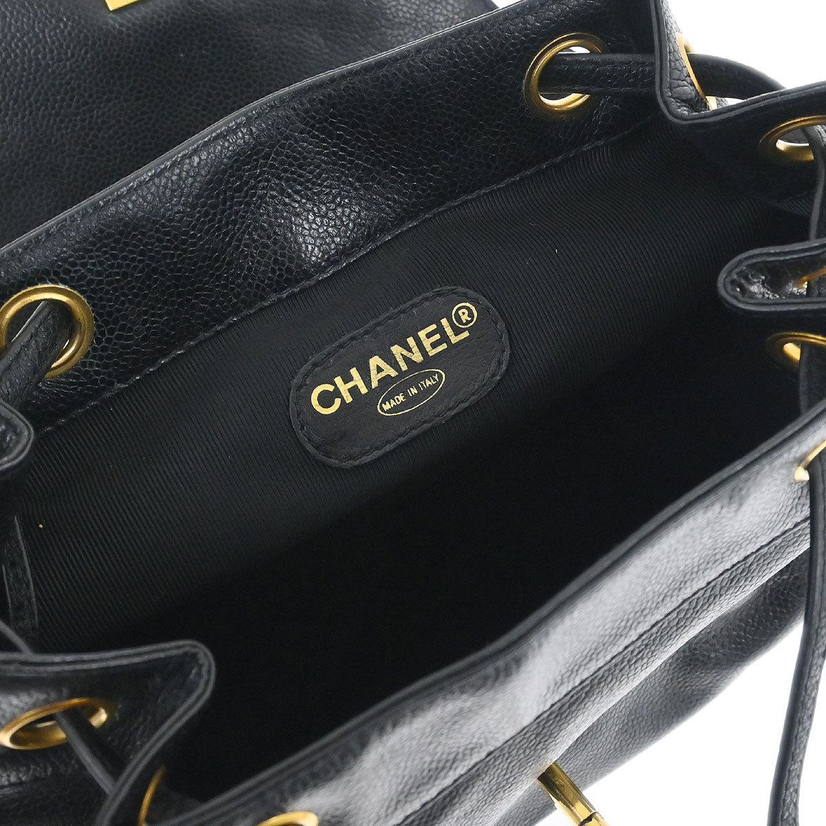 Chanel 1994-1996 Black Caviar Skin Triple CC Backpack