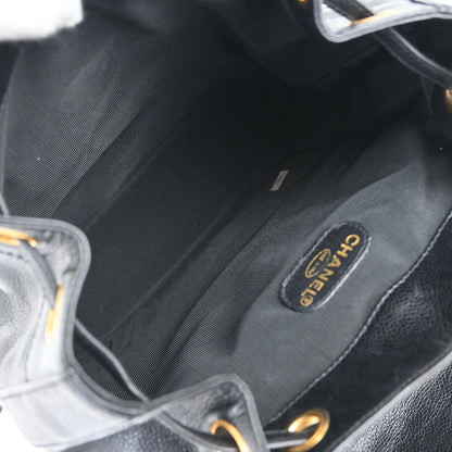 Chanel 1994-1996 Black Caviar Skin Triple CC Backpack