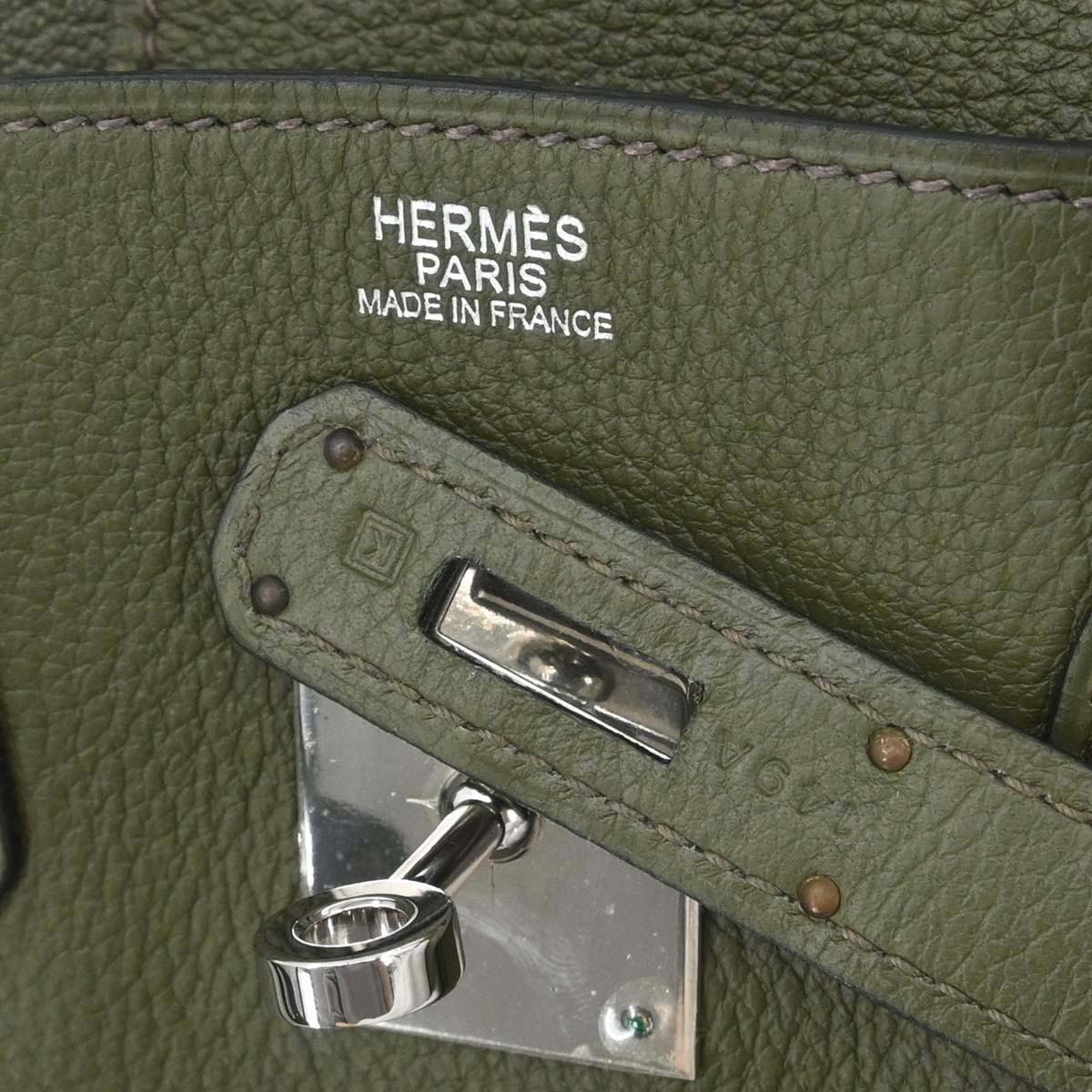 Hermes Olive Green Evergrain Birkin 30 Handbag