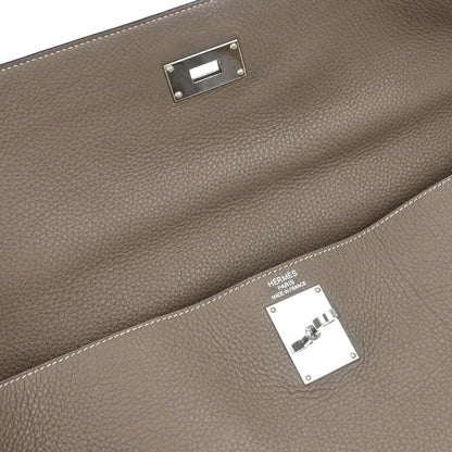 Hermes Etoupe Gray Togo Shoulder Kelly Handbag