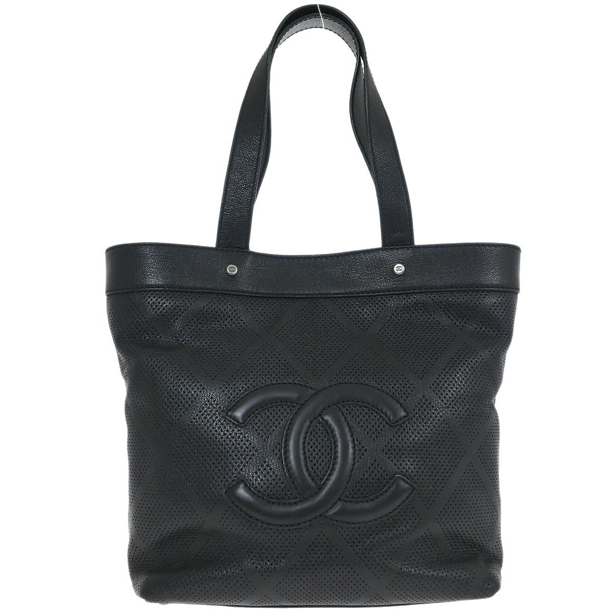 Chanel 2006-2008 Black Lambskin Perforated Tote Bag