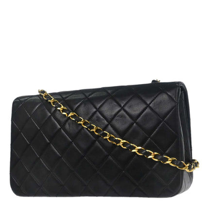 Chanel Black Lambskin Turnlock Small Full Flap Shoulder Bag