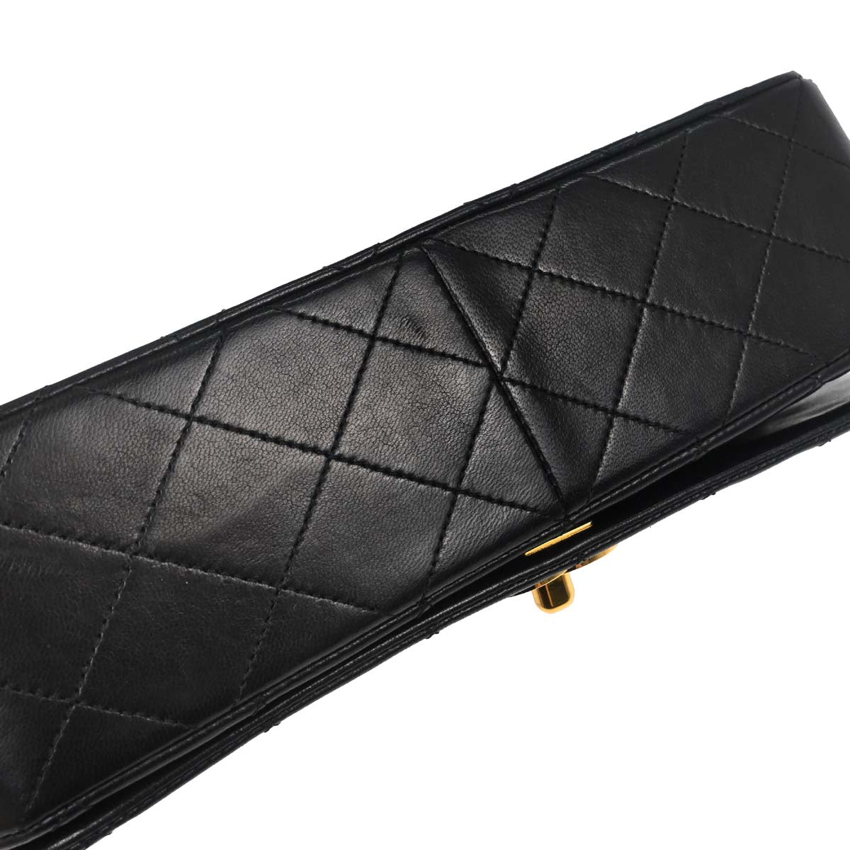 Chanel Black Lambskin Turnlock Small Full Flap Shoulder Bag