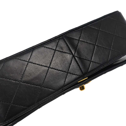 Chanel Black Lambskin Turnlock Small Full Flap Shoulder Bag