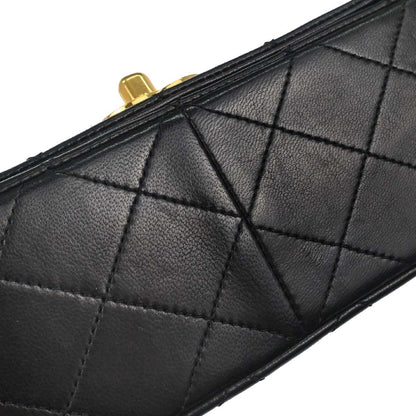 Chanel Black Lambskin Turnlock Small Full Flap Shoulder Bag