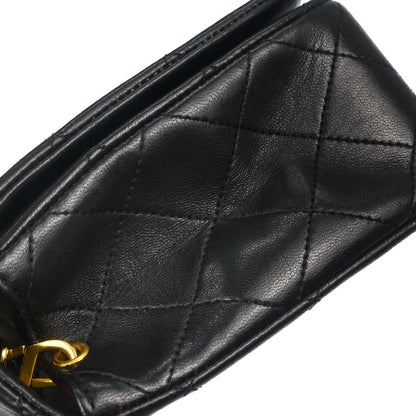 Chanel Black Lambskin Turnlock Small Full Flap Shoulder Bag
