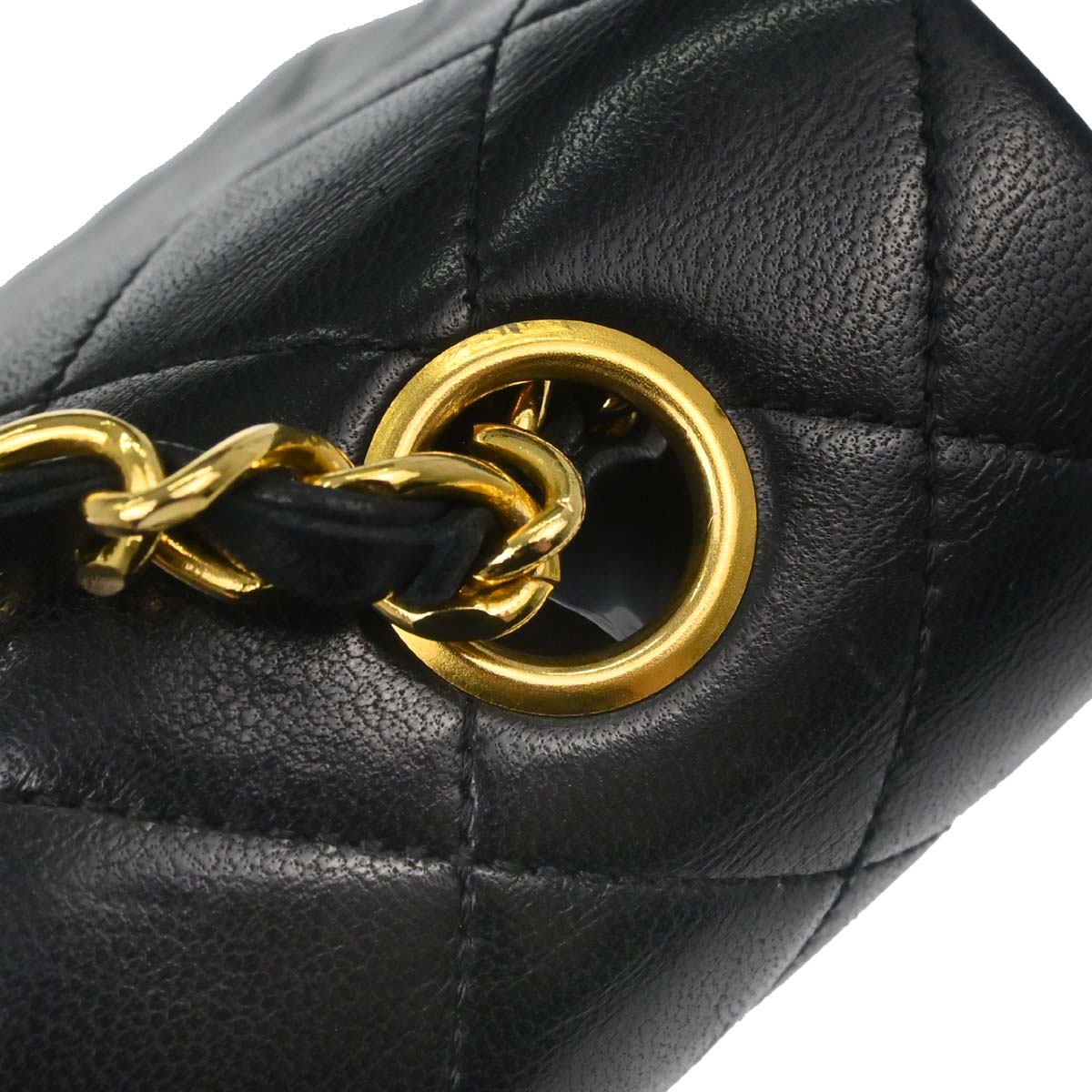 Chanel Black Lambskin Turnlock Small Full Flap Shoulder Bag