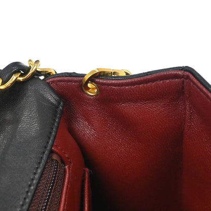Chanel Black Lambskin Turnlock Small Full Flap Shoulder Bag