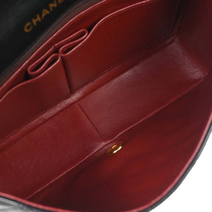 Chanel Black Lambskin Turnlock Small Full Flap Shoulder Bag