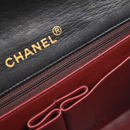 Chanel Black Lambskin Turnlock Small Full Flap Shoulder Bag