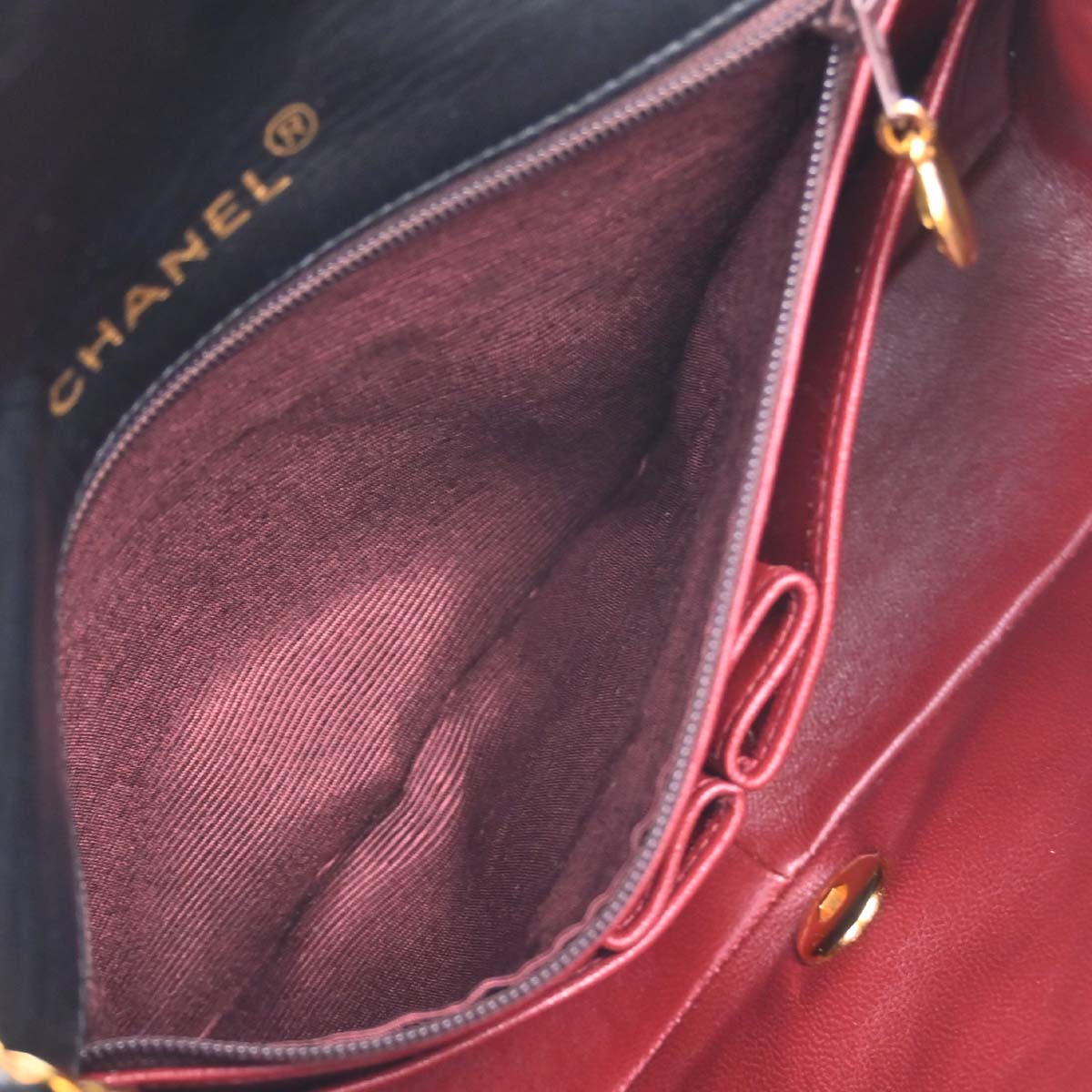 Chanel Black Lambskin Turnlock Small Full Flap Shoulder Bag