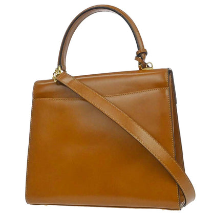 Gucci Brown Leather Lady Lock Top Handle 2way Shoulder Handbag