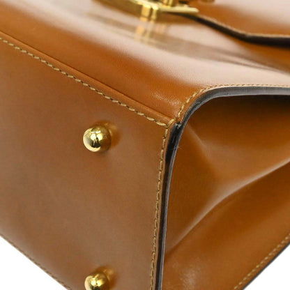 Gucci Brown Leather Lady Lock Top Handle 2way Shoulder Handbag