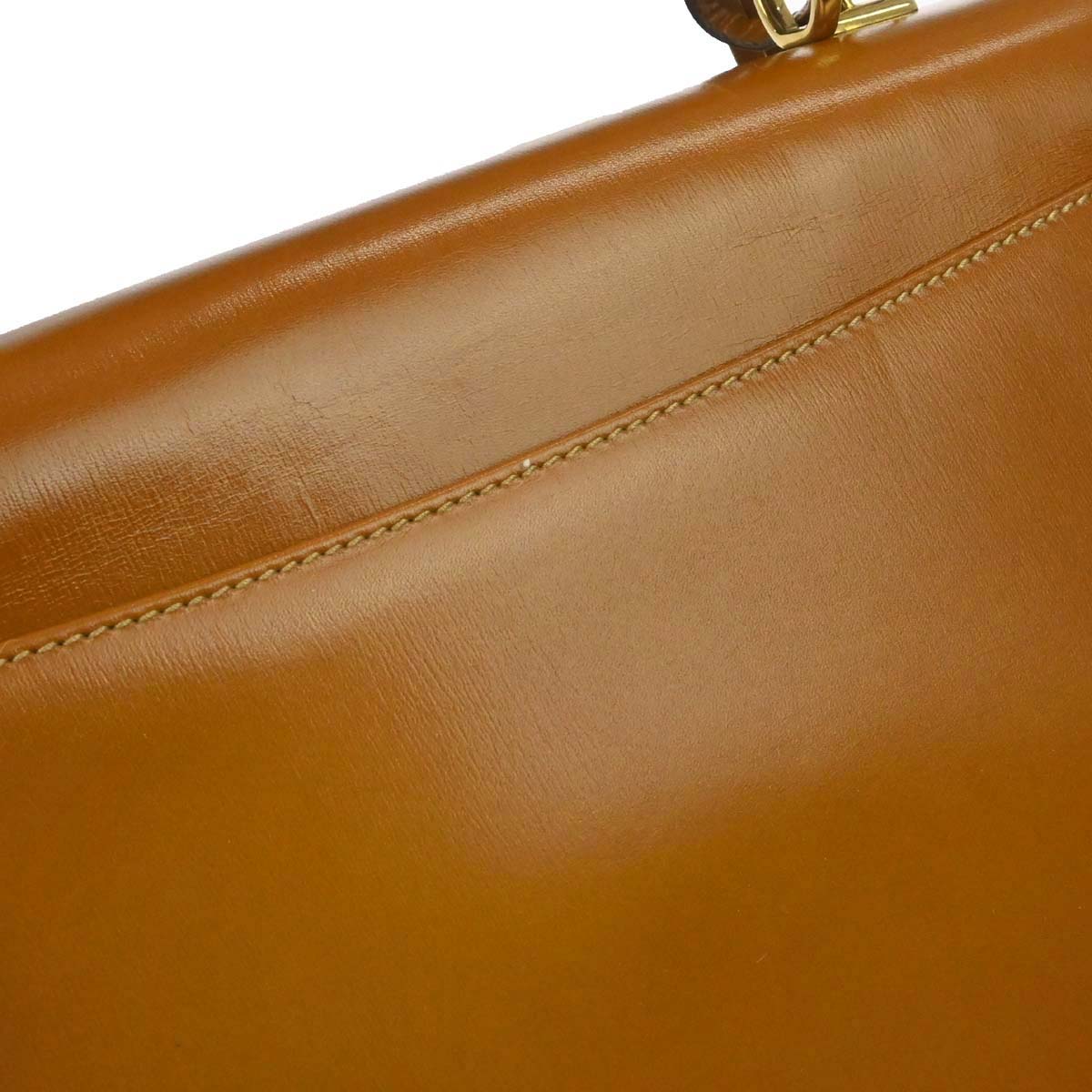 Gucci Brown Leather Lady Lock Top Handle 2way Shoulder Handbag