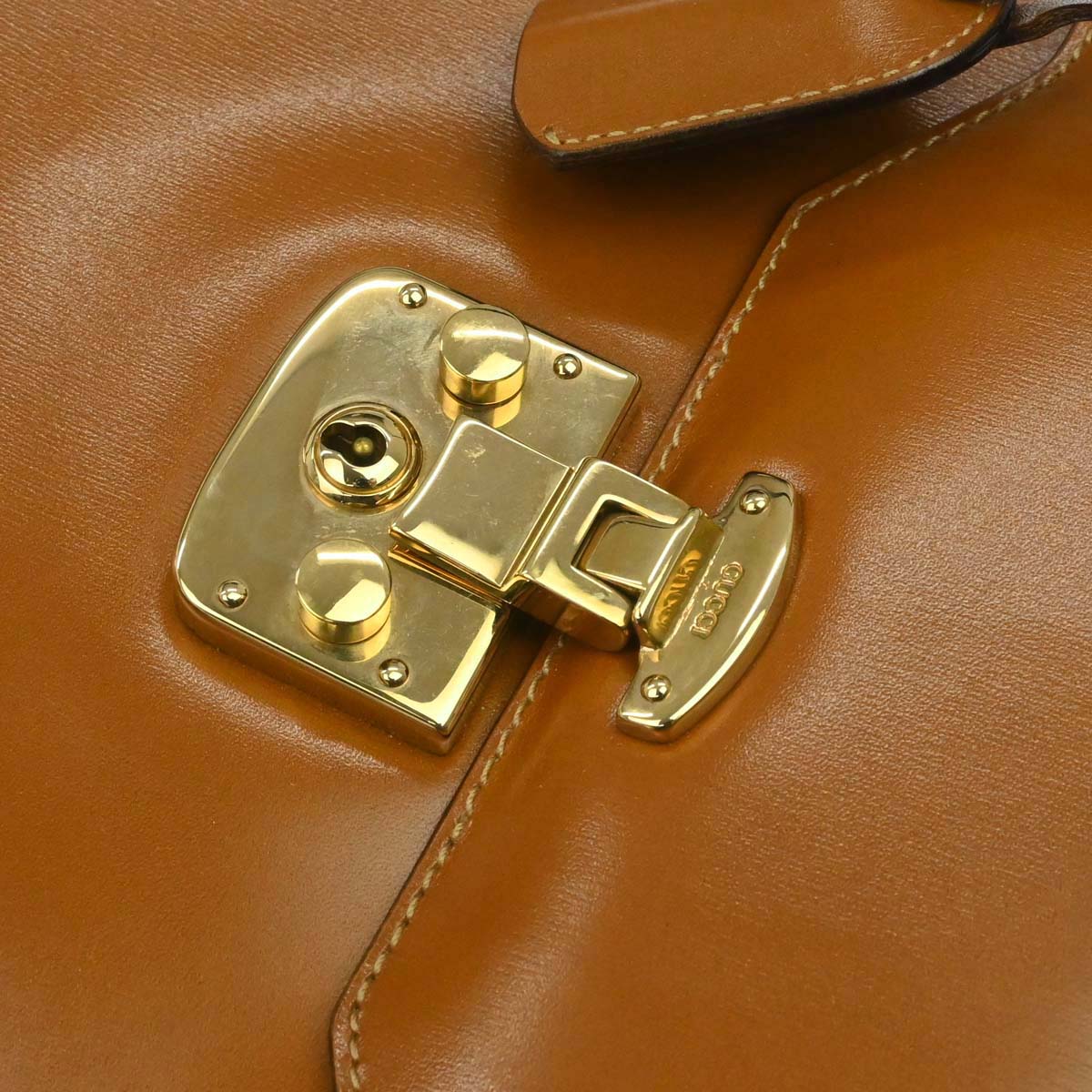 Gucci Brown Leather Lady Lock Top Handle 2way Shoulder Handbag