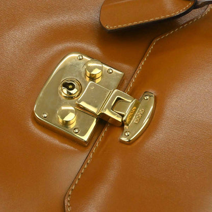 Gucci Brown Leather Lady Lock Top Handle 2way Shoulder Handbag