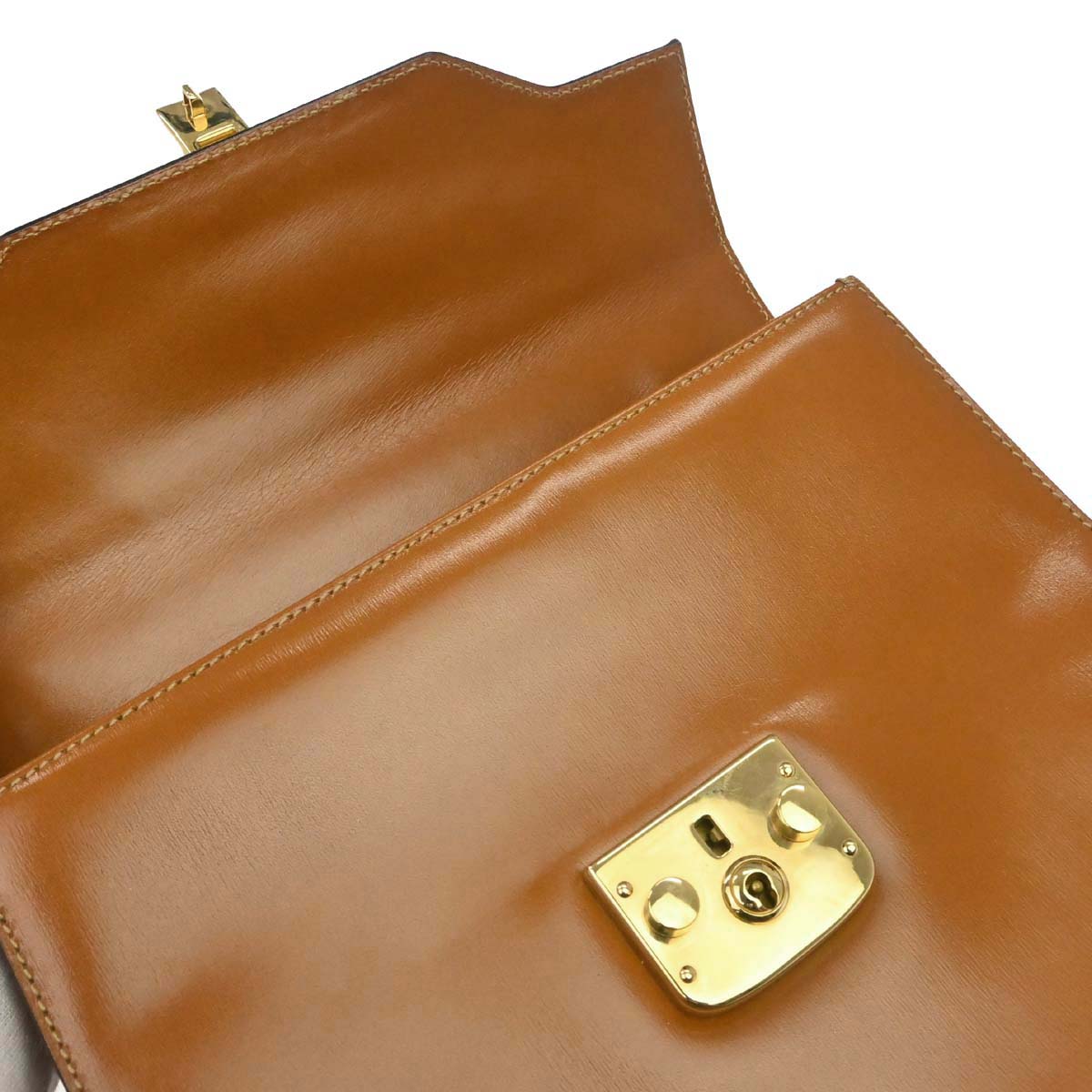 Gucci Brown Leather Lady Lock Top Handle 2way Shoulder Handbag