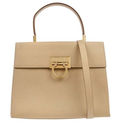 Salvatore Ferragamo Beige Gancini 2way Shoulder Handbag