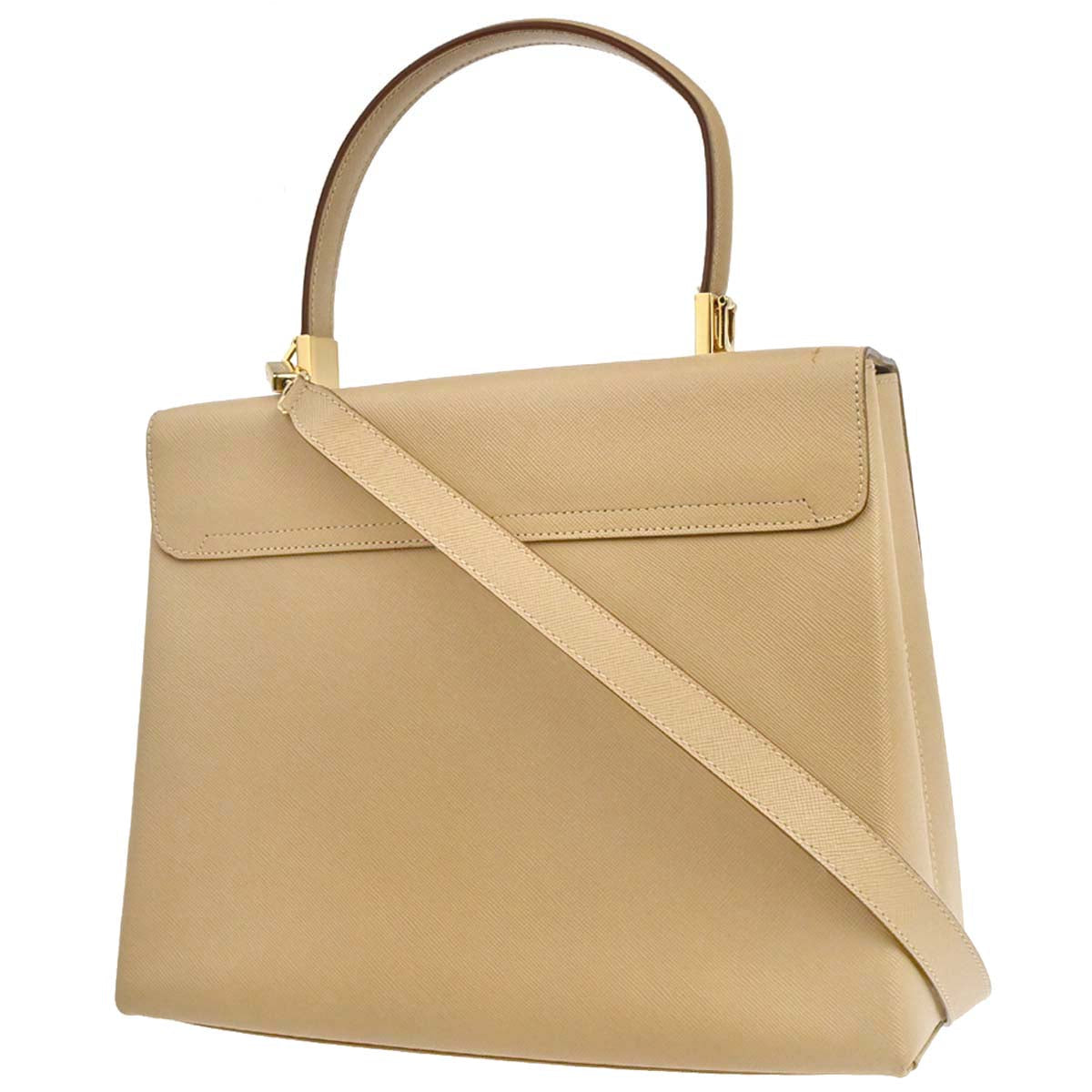 Salvatore Ferragamo Beige Gancini 2way Shoulder Handbag