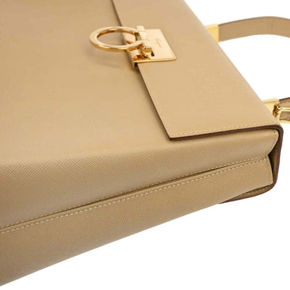 Salvatore Ferragamo Beige Gancini 2way Shoulder Handbag