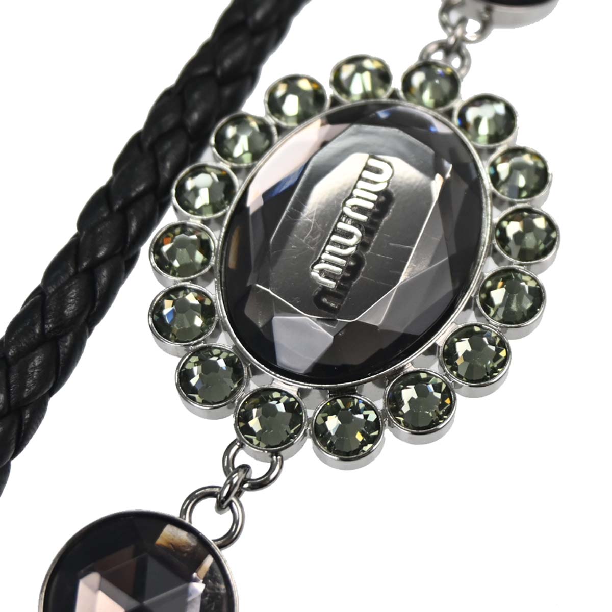 Miu Miu Black Lambskin Nappa Crystal Handbag