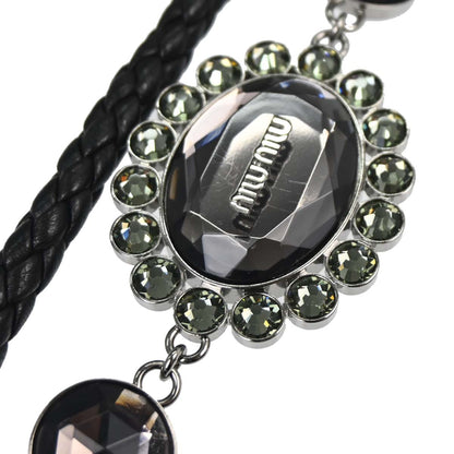 Miu Miu Black Lambskin Nappa Crystal Handbag