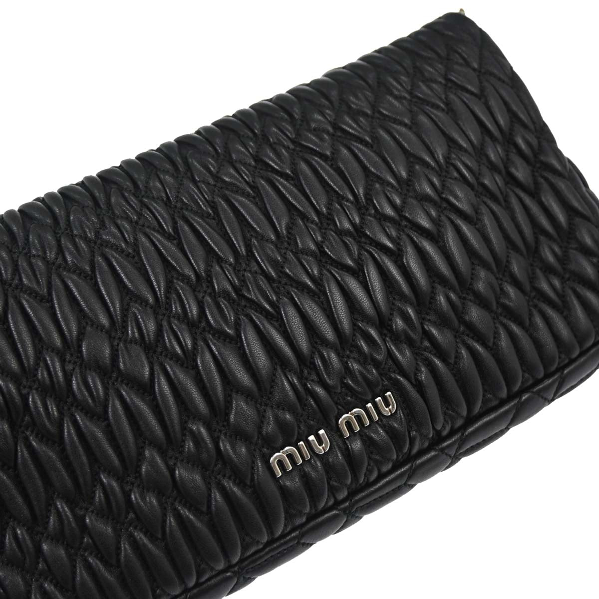 Miu Miu Black Lambskin Nappa Crystal Handbag