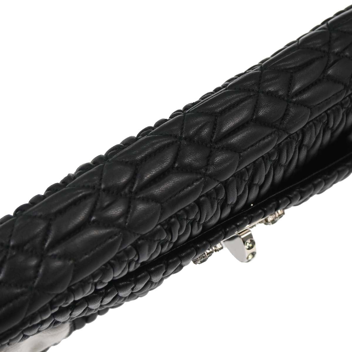 Miu Miu Black Lambskin Nappa Crystal Handbag