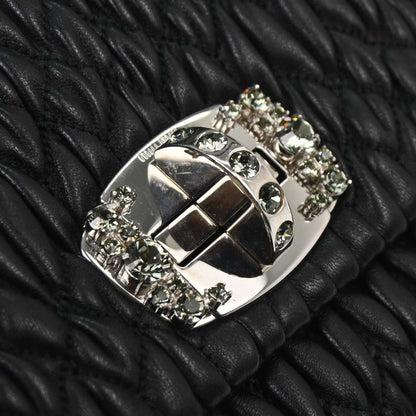 Miu Miu Black Lambskin Nappa Crystal Handbag
