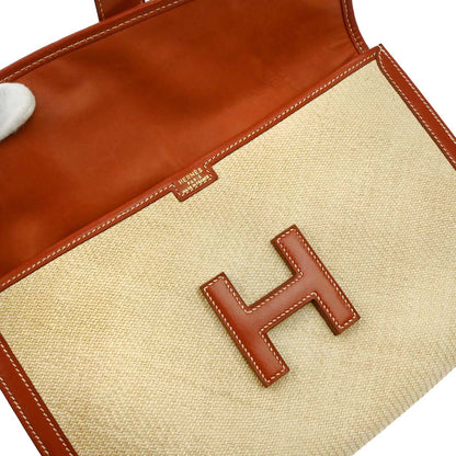 Hermes Beige Panama Jige PM Clutch Bag