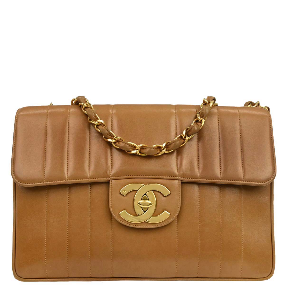 Chanel Brown Lambskin Mademoiselle Jumbo Classic Flap Bag