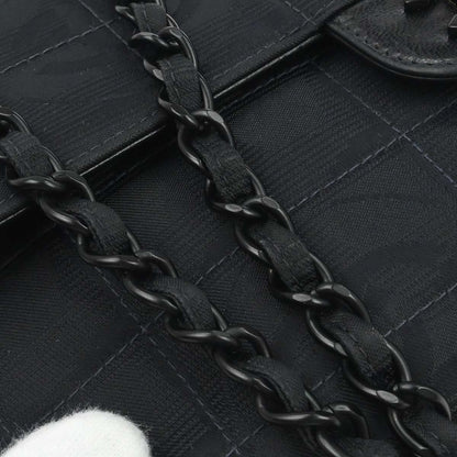 Chanel Black Jacquard Nylon Travel Line Single Flap Medium Shoulder Bag
