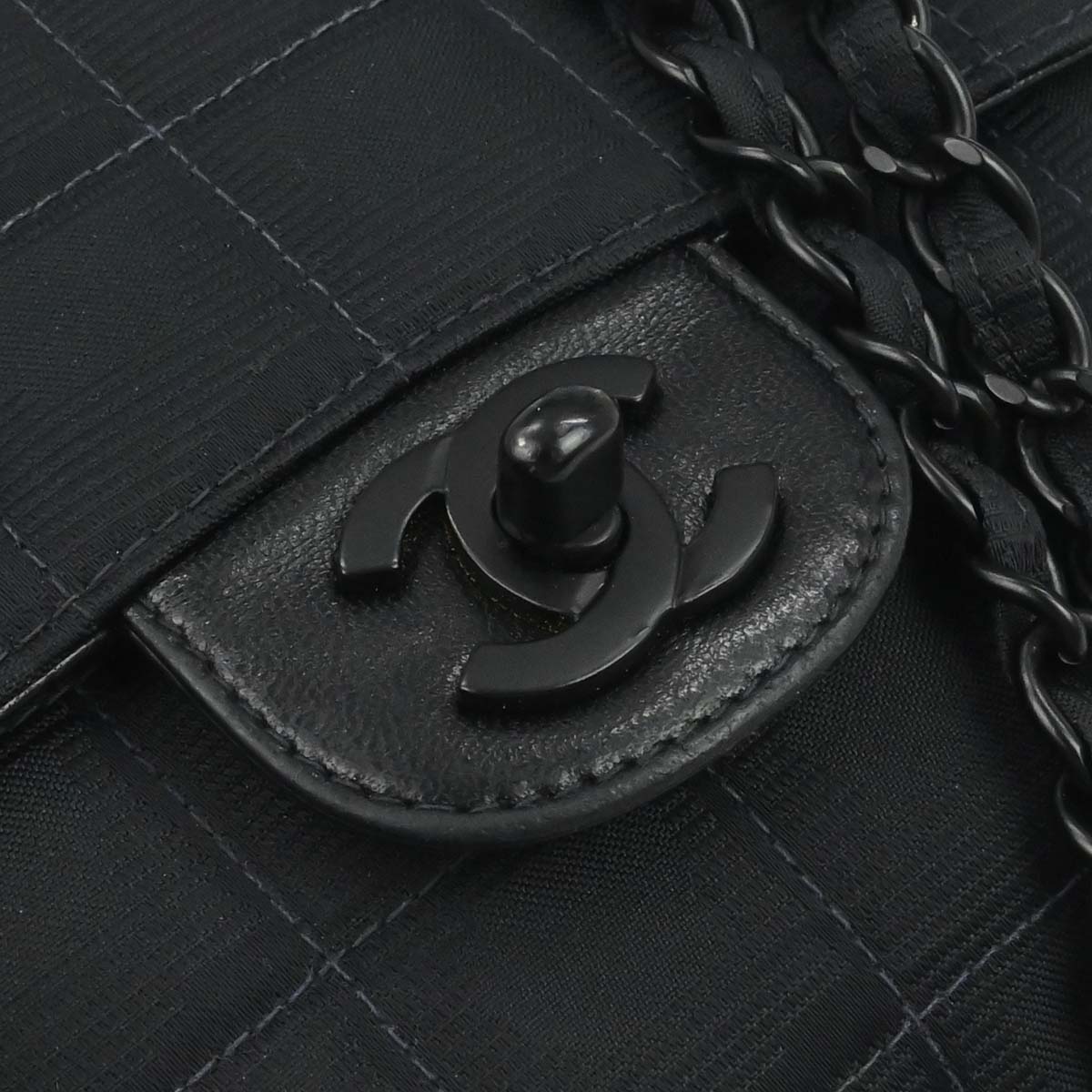 Chanel Black Jacquard Nylon Travel Line Single Flap Medium Shoulder Bag