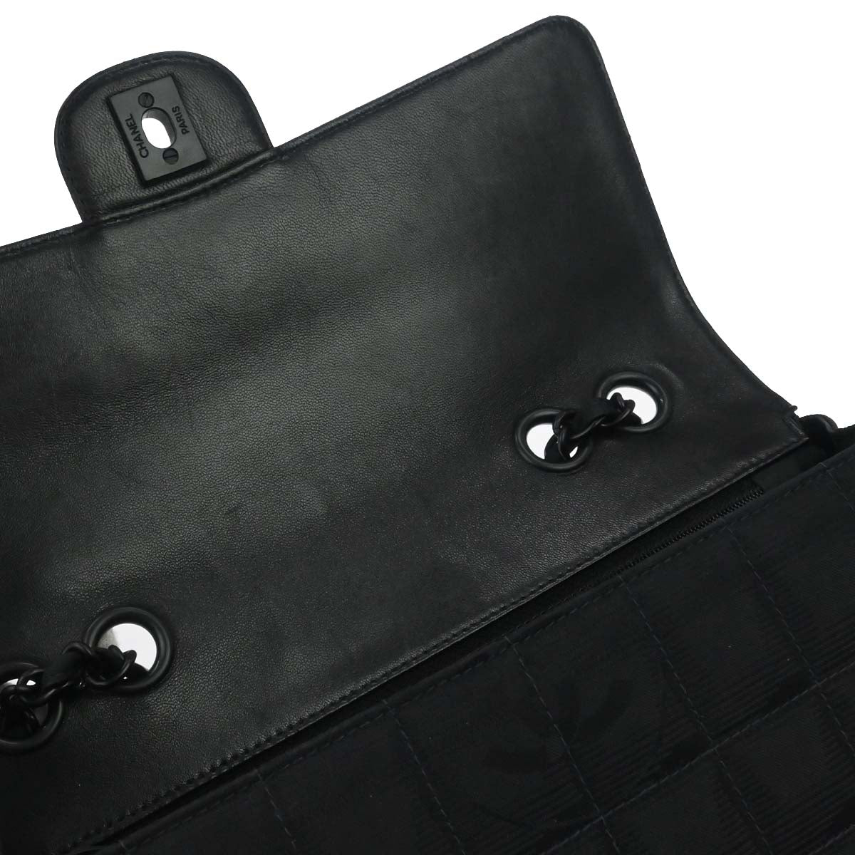 Chanel Black Jacquard Nylon Travel Line Single Flap Medium Shoulder Bag
