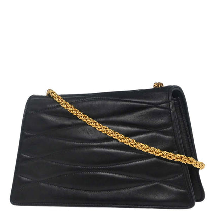 Chanel Black Lambskin Straight Flap Shoulder Bag