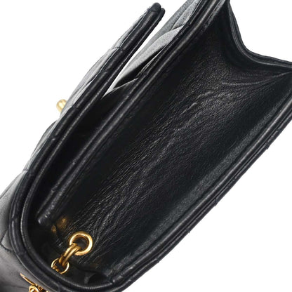 Chanel Black Lambskin Straight Flap Shoulder Bag
