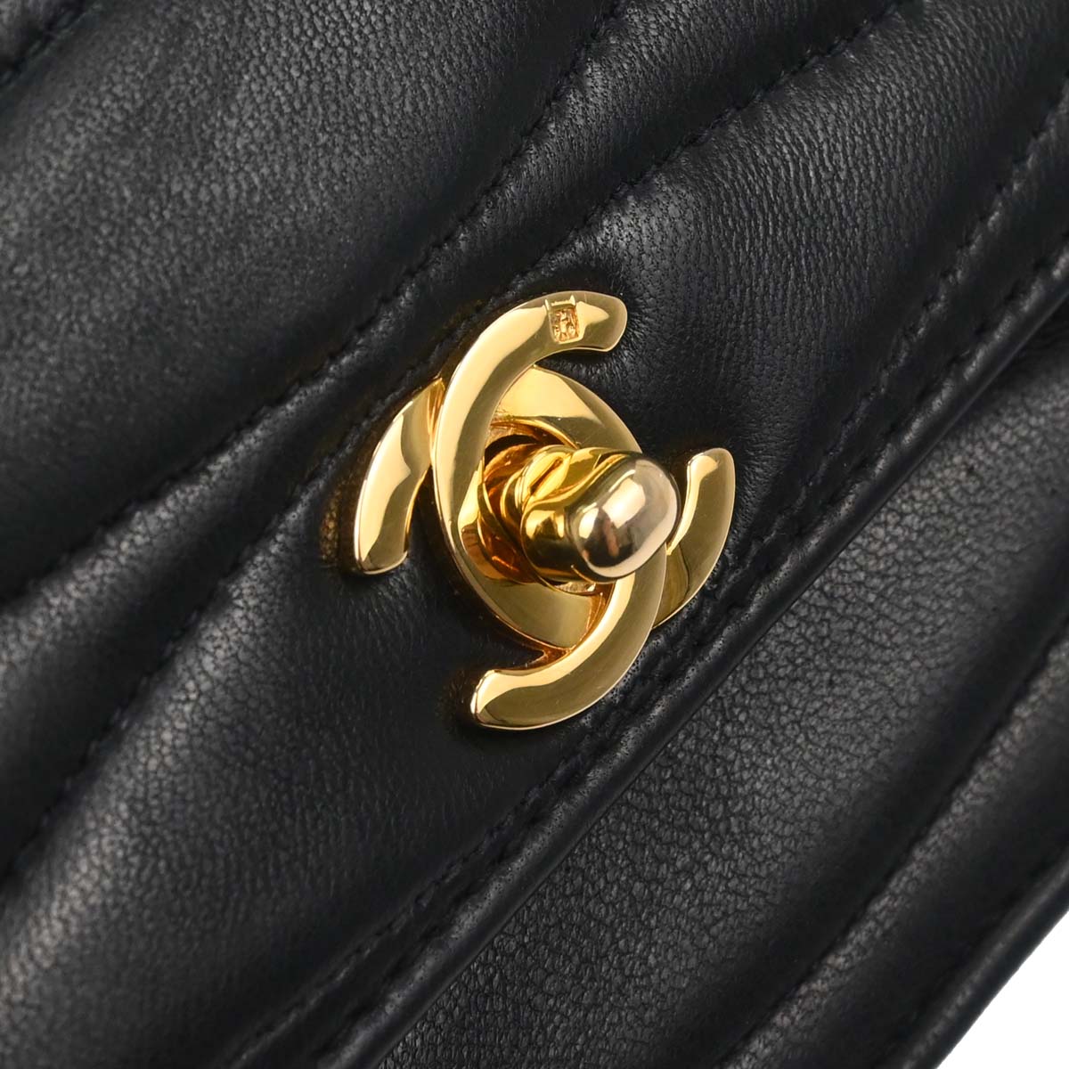 Chanel Black Lambskin Straight Flap Shoulder Bag