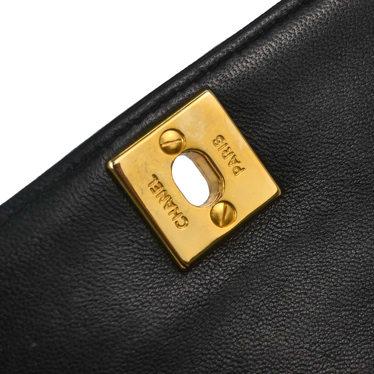 Chanel Black Lambskin Straight Flap Shoulder Bag