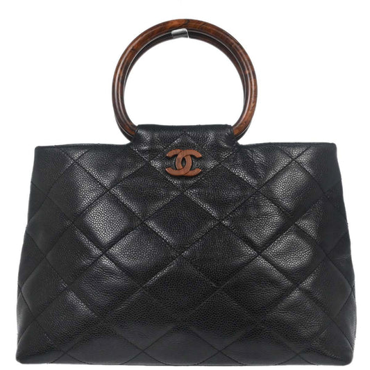 Chanel Black Caviar Skin Tote Handbag