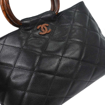 Chanel Black Caviar Skin Tote Handbag