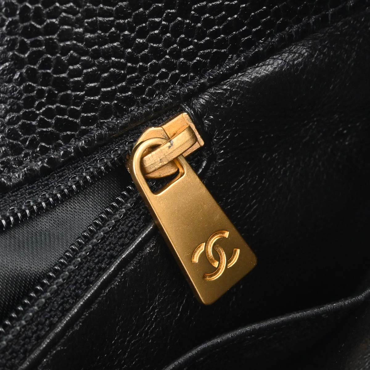 Chanel Black Caviar Skin Tote Handbag