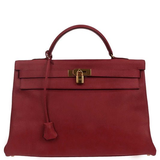 Hermes Rouge Garance Ardennes Kelly 40 Retourne Handbag
