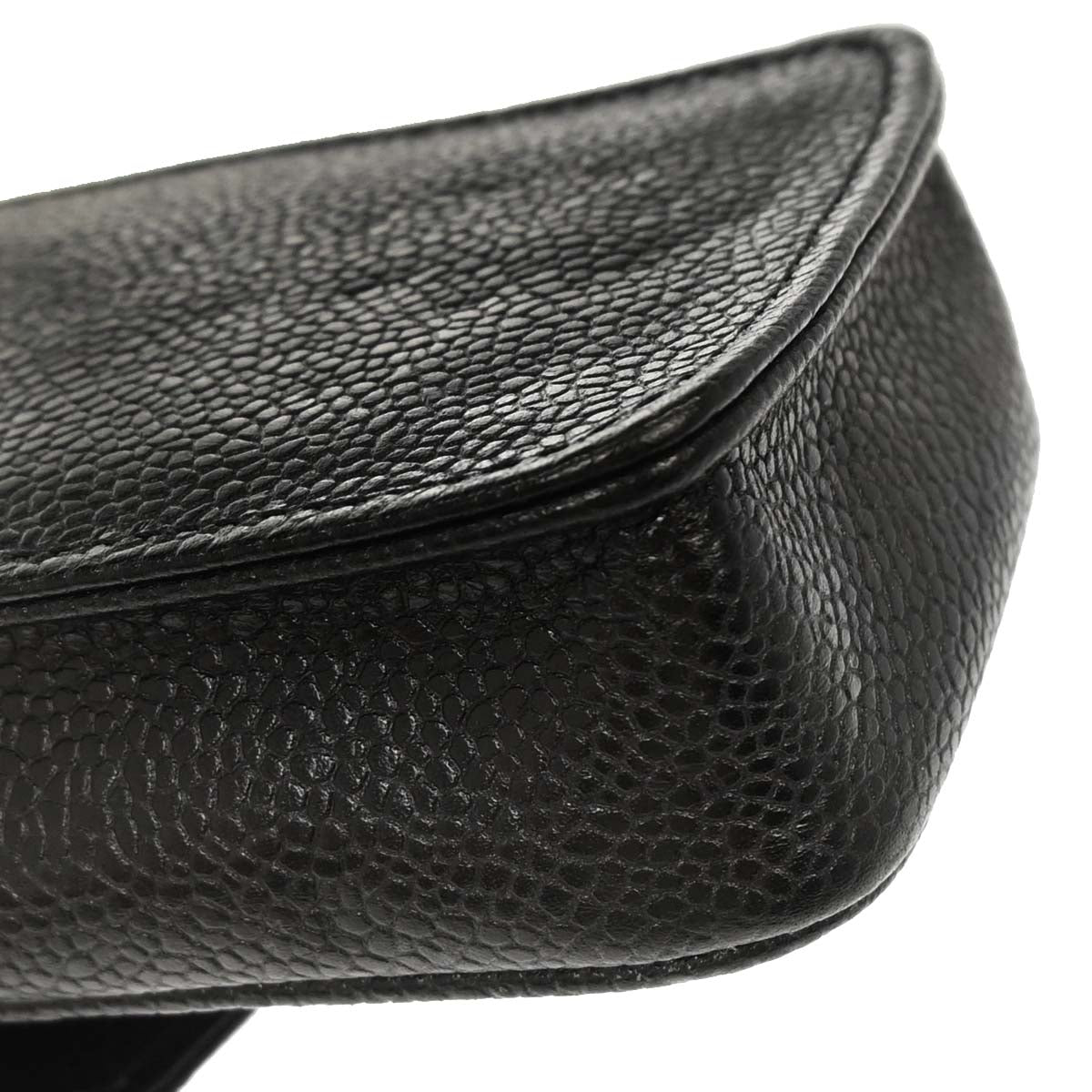 Chanel 1994-1996 Black Caviar Skin Chain Shoulder Bag Pochette Phone Case