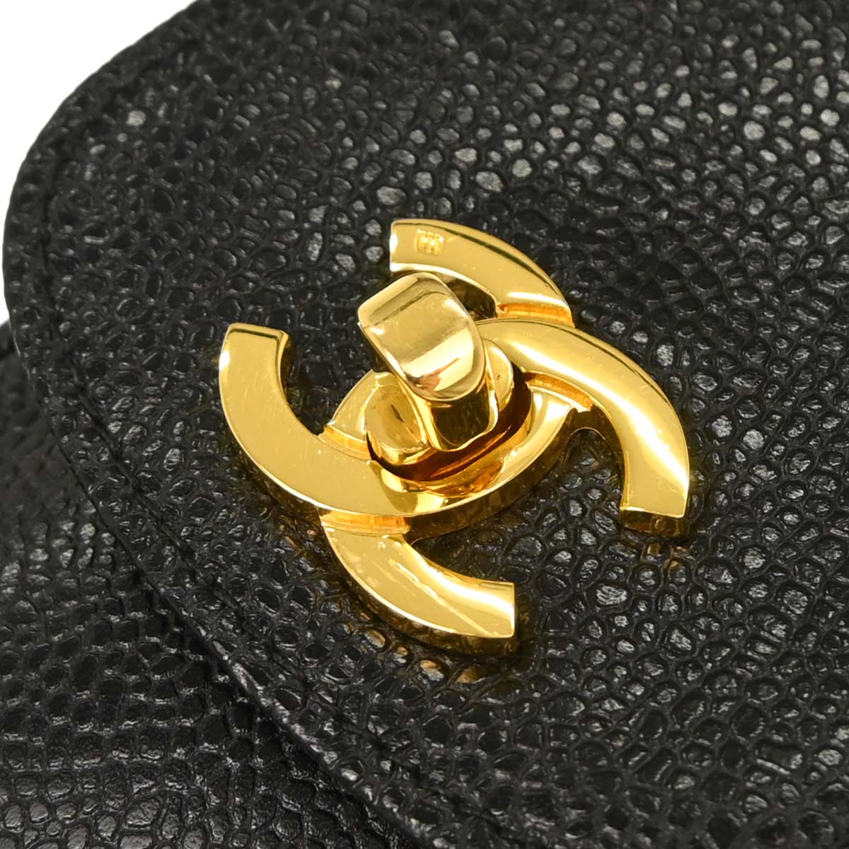 Chanel 1994-1996 Black Caviar Skin Chain Shoulder Bag Pochette Phone Case