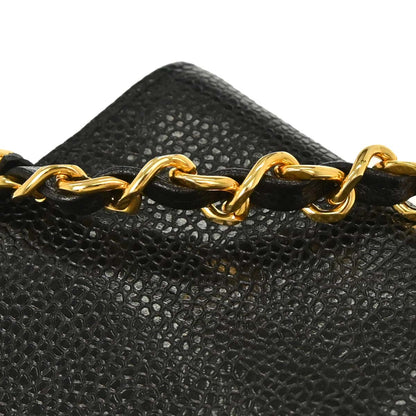 Chanel 1994-1996 Black Caviar Skin Chain Shoulder Bag Pochette Phone Case