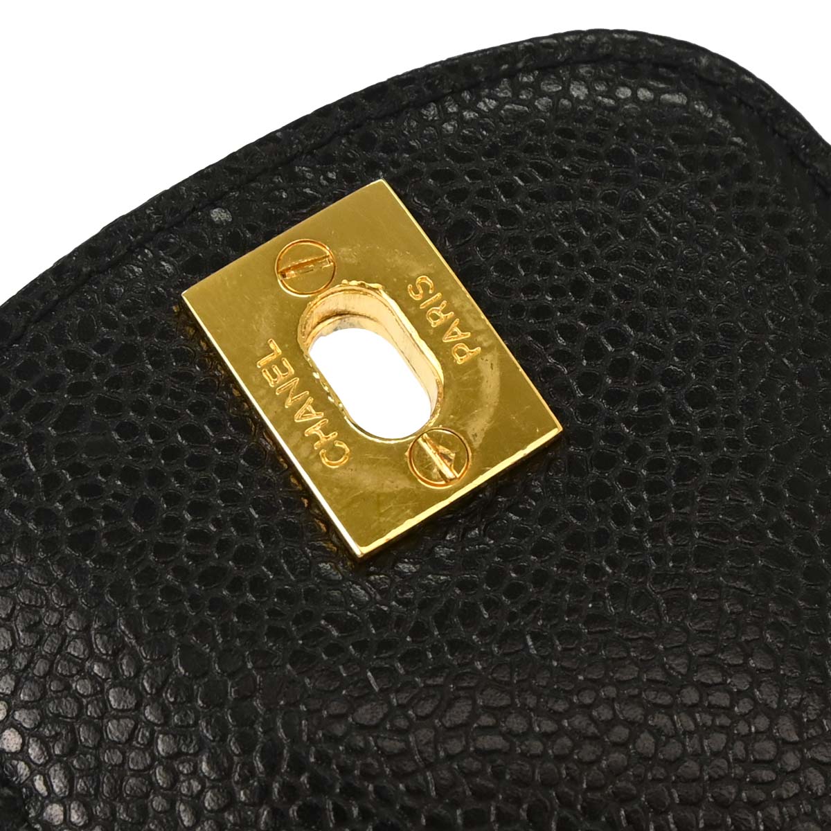 Chanel 1994-1996 Black Caviar Skin Chain Shoulder Bag Pochette Phone Case